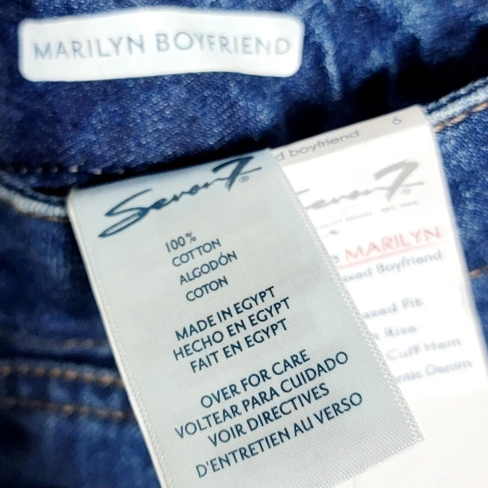 NWT Seven7 100% Cotton Roll Cuff Hem Marylin Boyfriend Women's Jean Size 6
